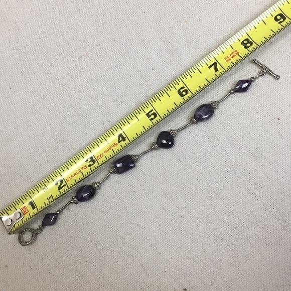 Silver and Amethyst Bead Bracelet - Picture 6 of 9